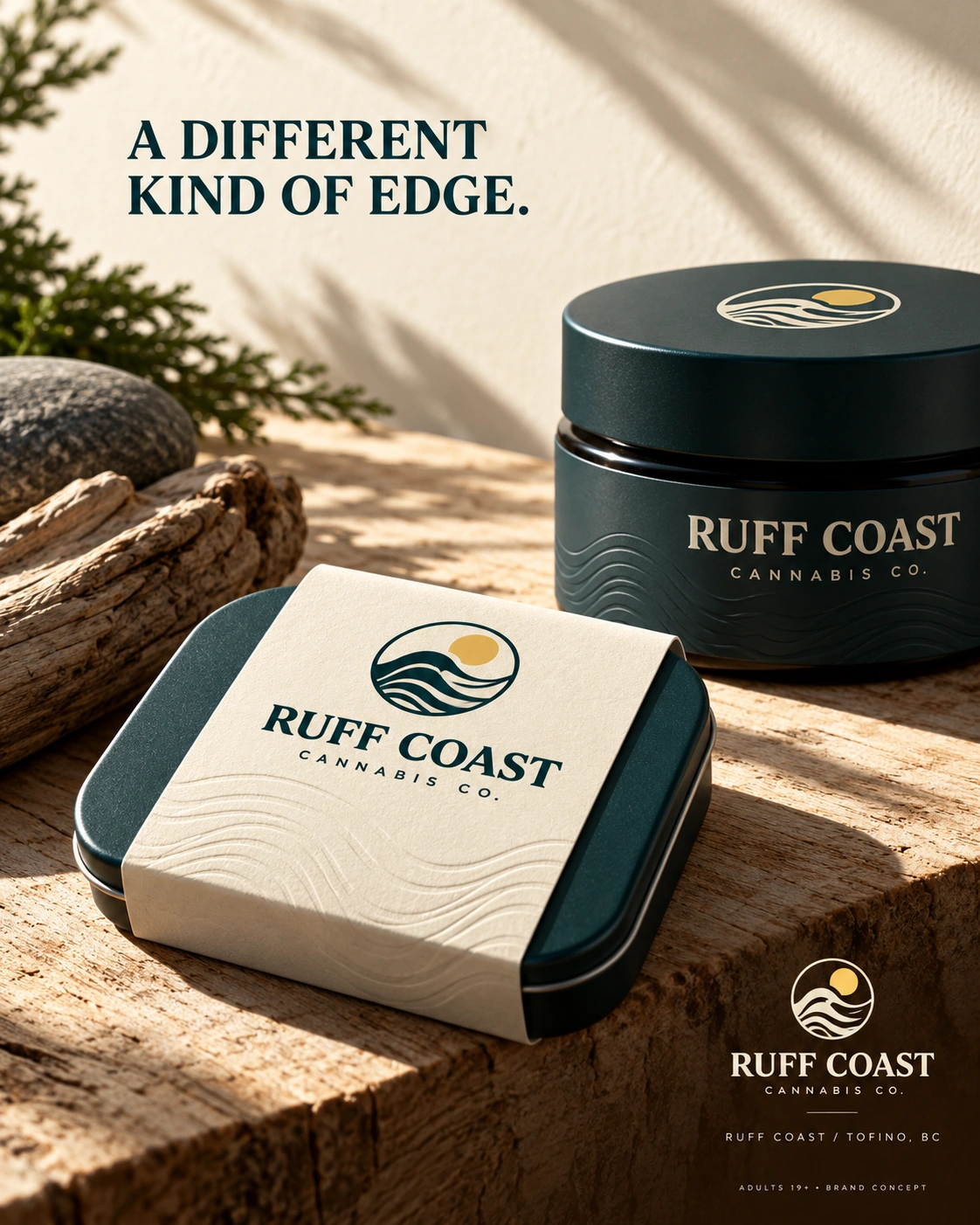 RUFF COAST — Teal Tin and Jar on Oak