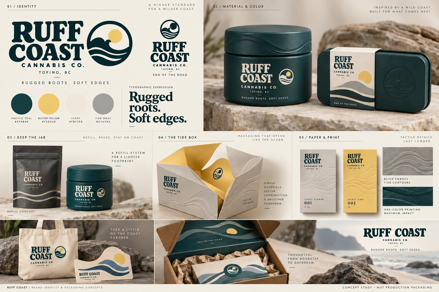 RUFF COAST coastal visual identity and packaging
