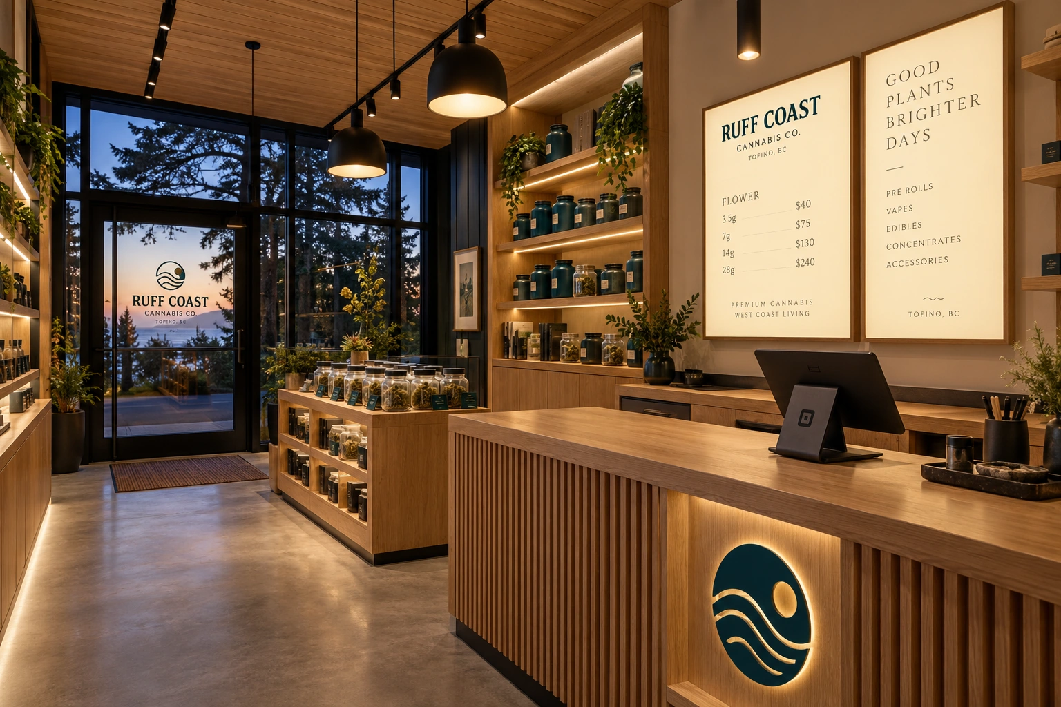 RUFF COAST — Warm oak counter and boutique interior