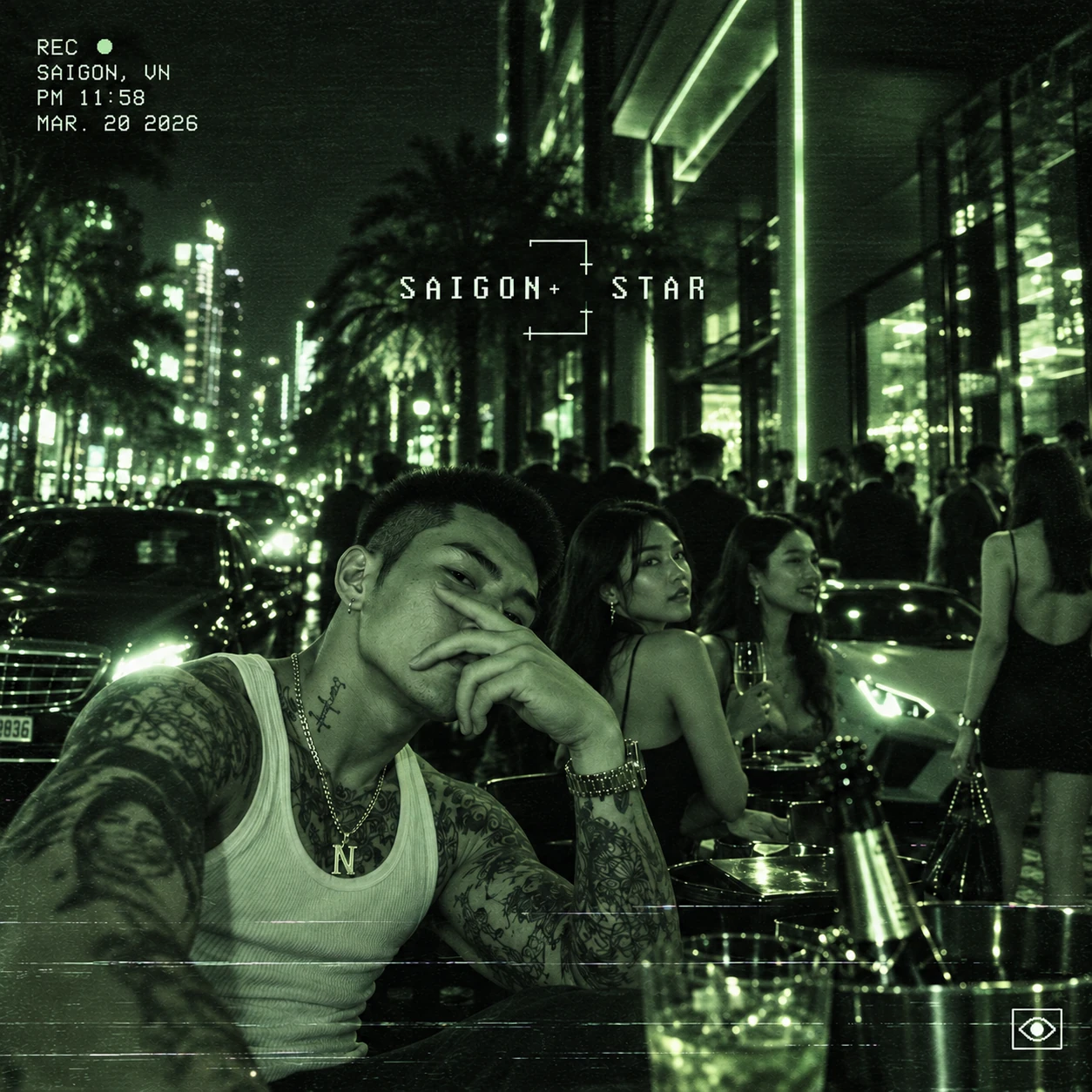 Saigon Star cover artwork, a green-tinted Saigon nightlife scene