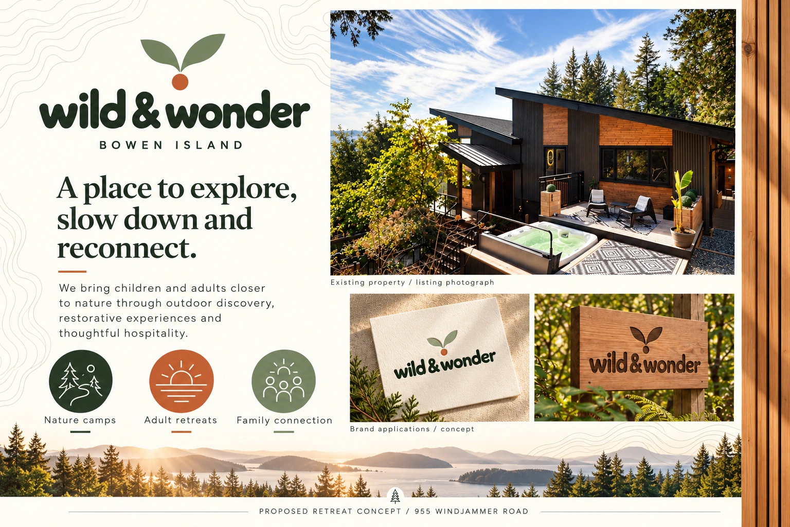 WILD & WONDER — Bowen Island retreat brand identity