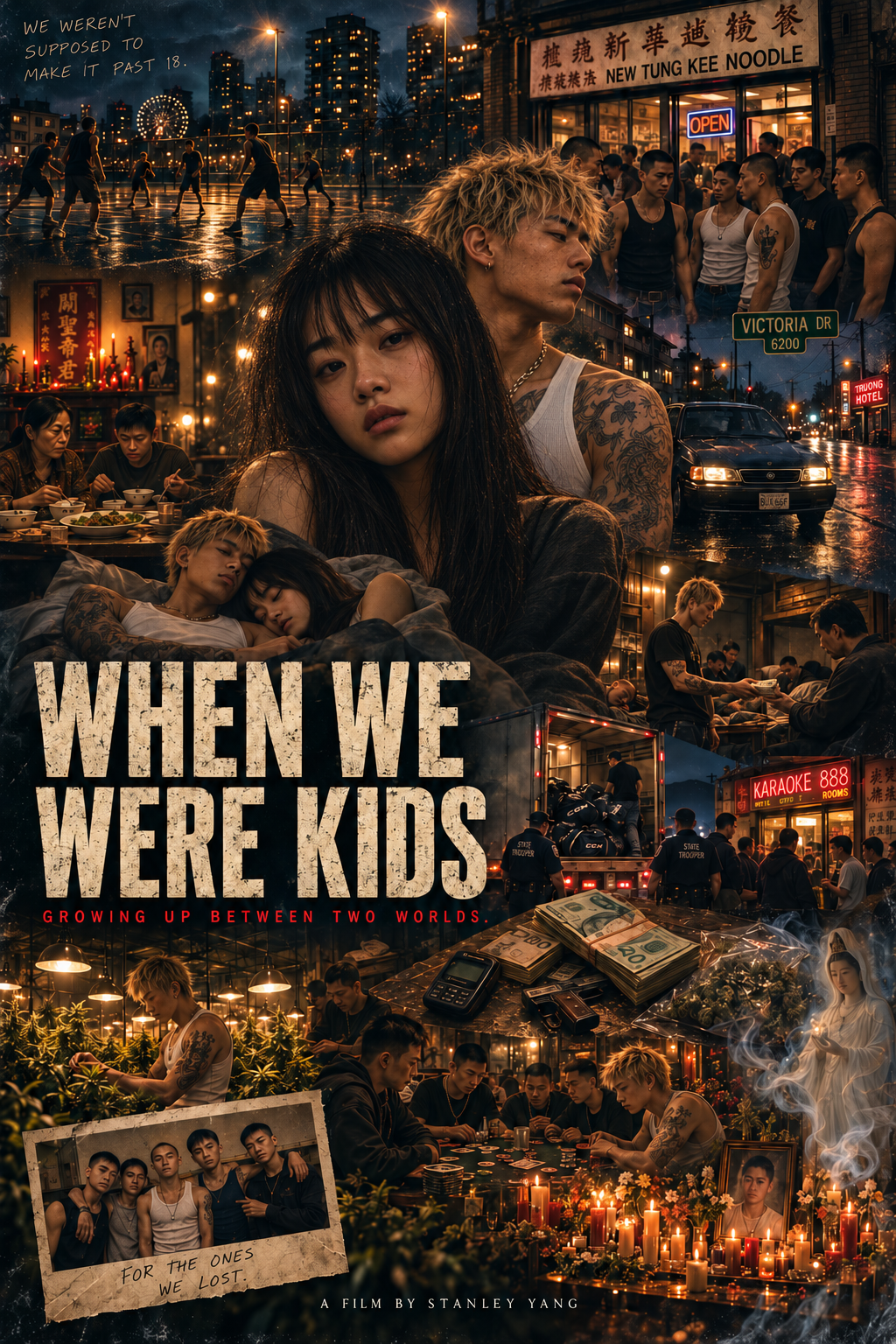 Nina and Kai amid basketball, the noodle shop, rainy streets, family dinner and a memorial